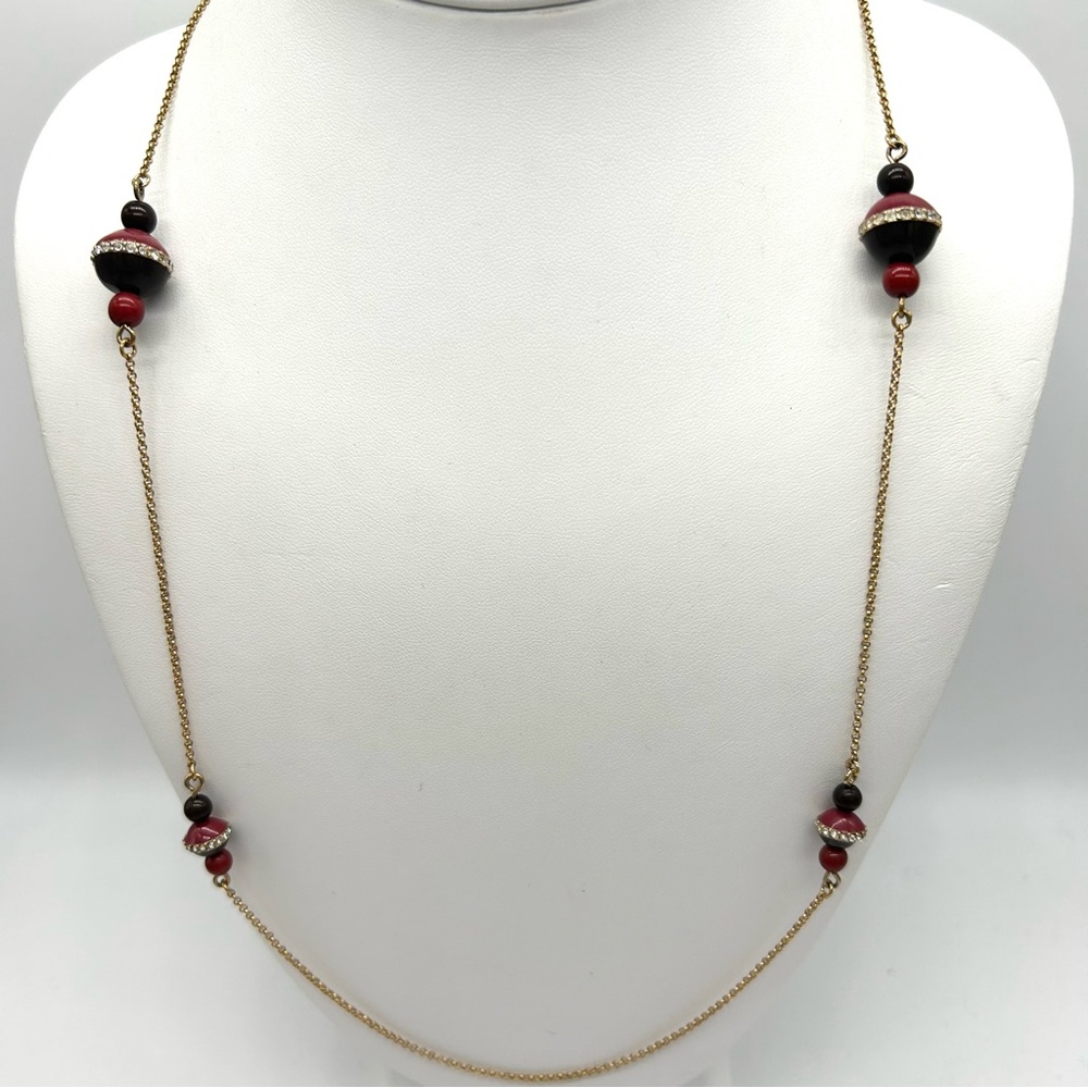 Ann Taylor Burgundy and Black Beaded Necklace - Picture 2 of 3